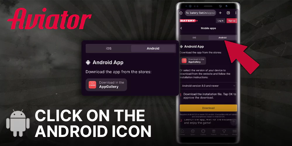 Click on the Android icon at Batery