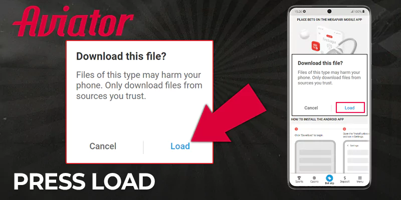 Press Load to start downloading the Megapari application