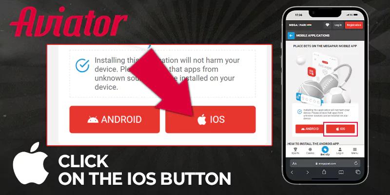Click the iOS button on the download page of the Megapari website