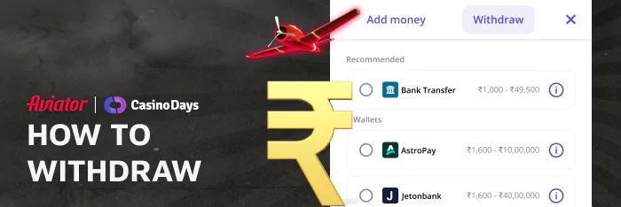 How to withdraw rupees from Casino Days Aviator - Actual Instruction